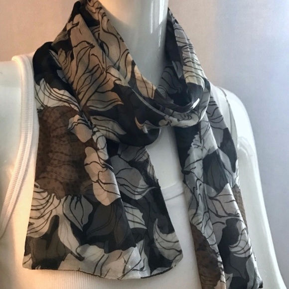 Three Scarf Collection Cream Olive Grey Floral - Picture 8 of 8